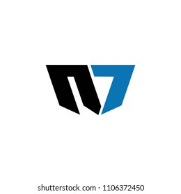 m letter logo vector. m letter and seven logo vector. mn letter logo vector