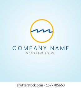 M Letter logo, vector template, business  symbol, wave outline circle icon design
