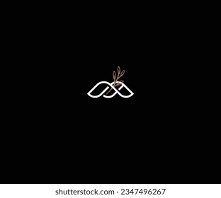 M Letter Logo Vintage Rustic Leaf 