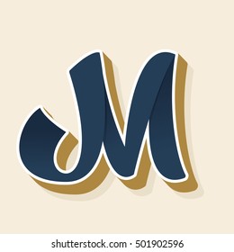 M letter logo in vintage style. Vector elements for sportswear, barber, restaurant, card, label or poster.