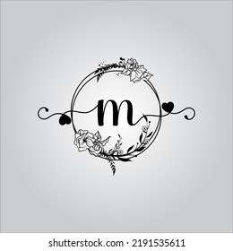 Logo de la letra M. M Logo de la letra con fondo blanco. Este es el logo de una carta negra. Usar el logotipo de moda estilista. Diseño decorativo.