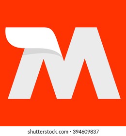 M letter logo with a wing on red. Font style, vector design template elements for your application or corporate identity.