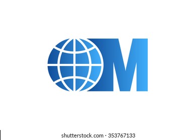 M letter Logo, world globe logo design.