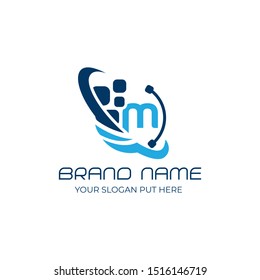 M Letter logo/identity design template vector eps for use technology brand 