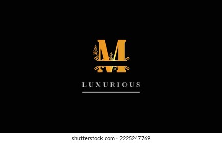 M-Brief-Luxus, professioneller, minimaler Logo-Design auf schwarzem Hintergrund