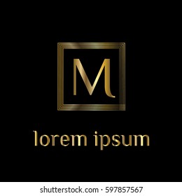 M letter luxury golden vector logo design template