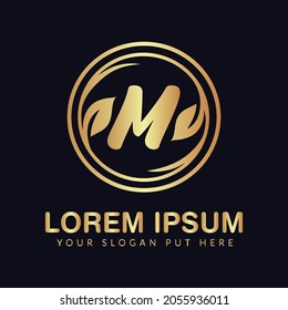 M letter luxury logo design template vector