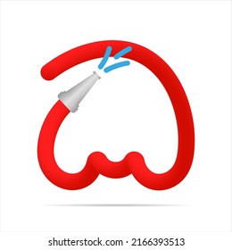 M letter made by red fire hose. Isolated bright vector typeface, app logo, creative design, and more