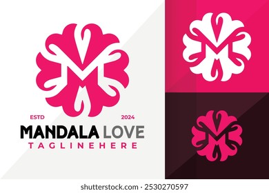 M Letter Mandala Love Logo Icon Vector Design. Creative simple logos designs illustration