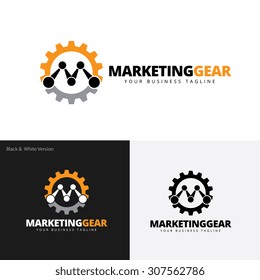 M letter, Marketing Gear logo template