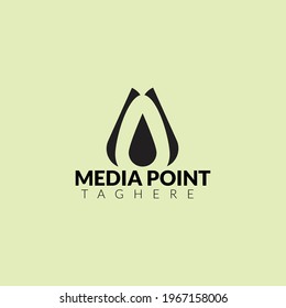 M letter or media point logo design