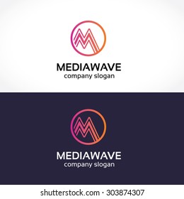 M letter, Media Wave Logo Template
