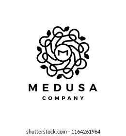 M letter medusa gorgona logo vector icon illustration