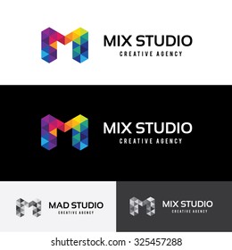 M letter Mix Studio Geometric logo template