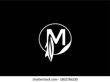 M Letter Modern Monogram Flourish Linked Rounded Logo