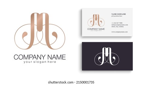 M letter monogram. Elegant luxury M logo. Calligraphic style. Corporate identity and personal logo. Vector design.