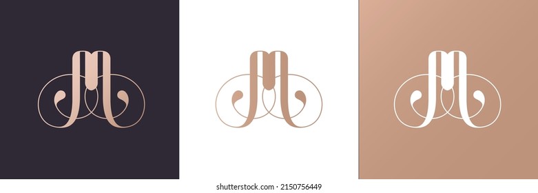 M letter monogram. Elegant luxury M logo. Calligraphic style. Corporate identity and personal logo. Vector design.