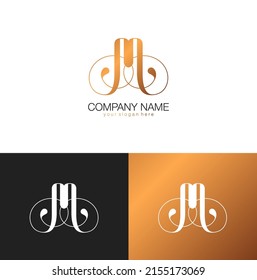 M letter monogram. Elegant luxury M logo. Calligraphic style. Corporate identity and personal logo. Vector design.