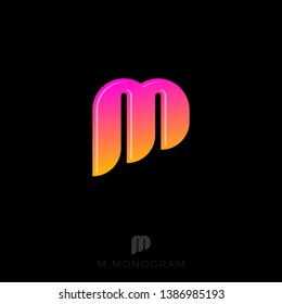 M letter. M monogram isolated on a dark background. Monochrome option. Master logo.