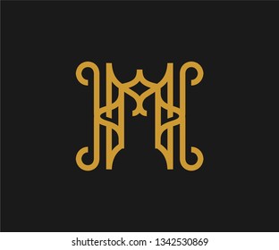 M Letter Monogram with vectorian style