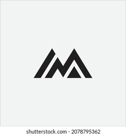 Plantilla vectorial de diseño de logotipo de montaña de letra M.