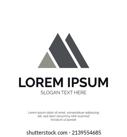 M Letter and Mountain Logo Design Premium Vector