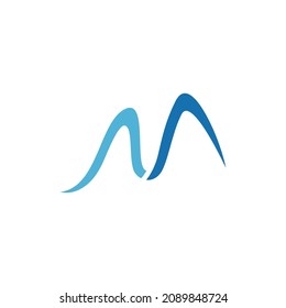 Logo de la montaña de la letra M. Vector de plantilla de negocio de logotipo de icono de alta montaña