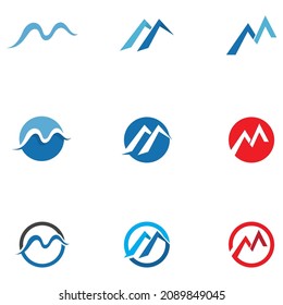 M letter mountain logo. High mountain icon logo business template vector