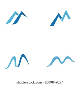 M letter mountain logo. High mountain icon logo business template vector