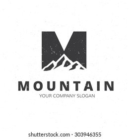 M Letter, Mountain Logo Template 