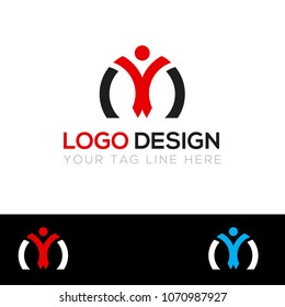 M Letter Multi color Logo Design Template EPS