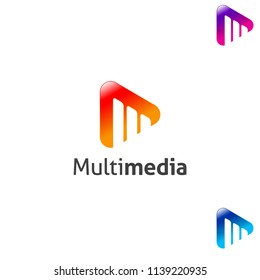 M letter multicolor  lines vector logo design symbol