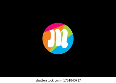 M Letter in Multicolored circle on dark background 