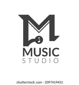 M Letter Music Logo Template Black Stock Vector (Royalty Free ...