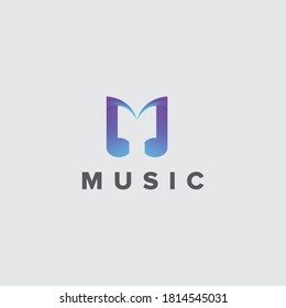 M letter music logo templete