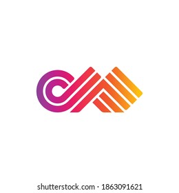 Letra M con vector de logotipo de notas musicales