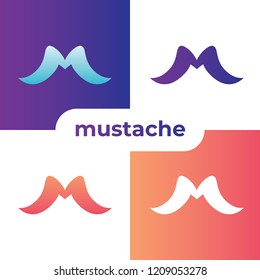 M Letter mustache set icon