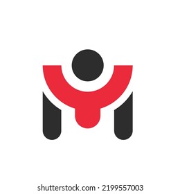 M Letra o MI letra personas concepto diseño icono vector Ilustración 