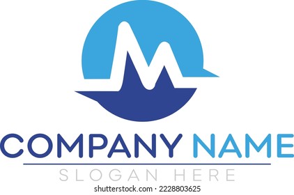 M Letter negative space Logo design vector template icon design