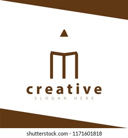 M Letter Pen Logo Vector template