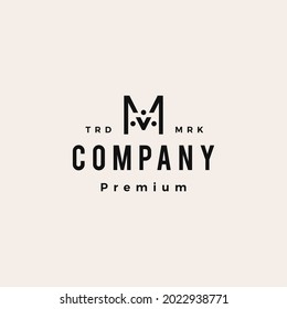 m letter people family human hipster vintage logo vector icon illustration