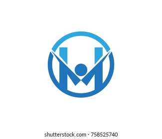 M letter people logo design template