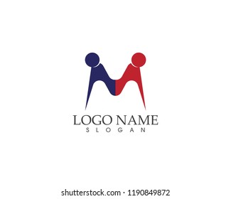 M letter people logo vector