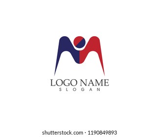 M letter people logo vector