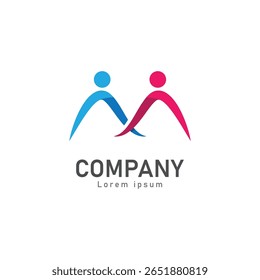 m letter people logo vector