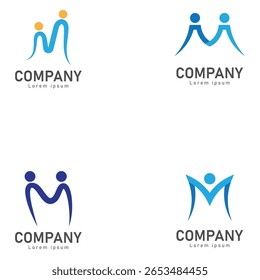 vetor de logotipo de pessoas com letra m