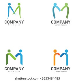 vetor de logotipo de pessoas com letra m