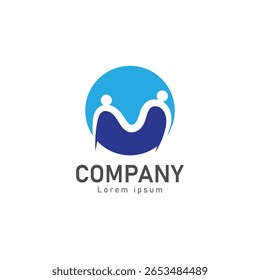 m letter people logo vector