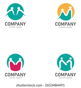 m letter people logo vector