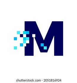 m letter pixel mark digital 8 bit logo vector icon illustration